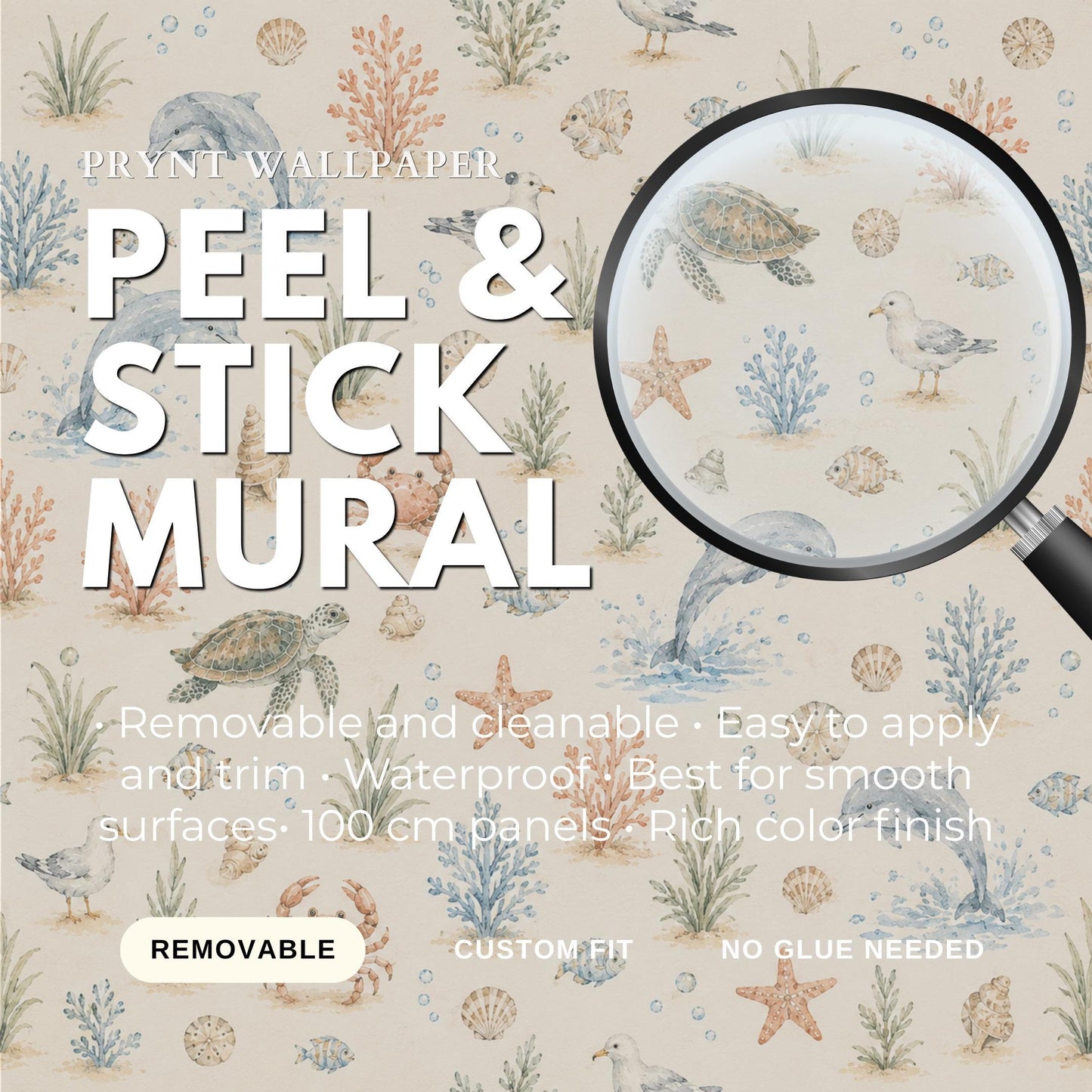 Beach Animal Wallpaper: Coastal Nursery Wall Mural