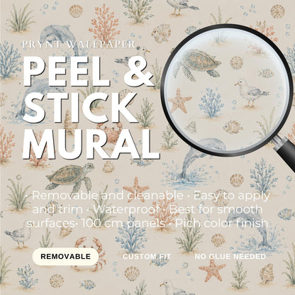 Beach Animal Wallpaper: Coastal Nursery Wall Mural