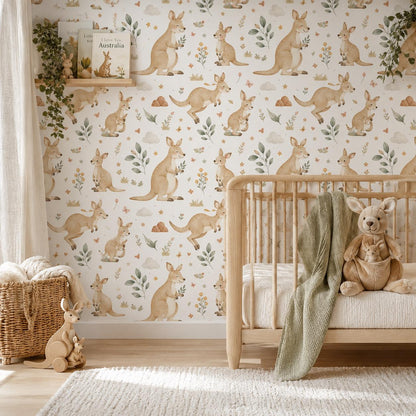 Kangaroo Wallpaper: Australian Nursery Wall Mural