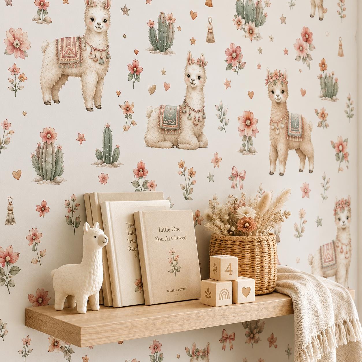 Llama Wallpaper: Boho Animal Nursery Mural