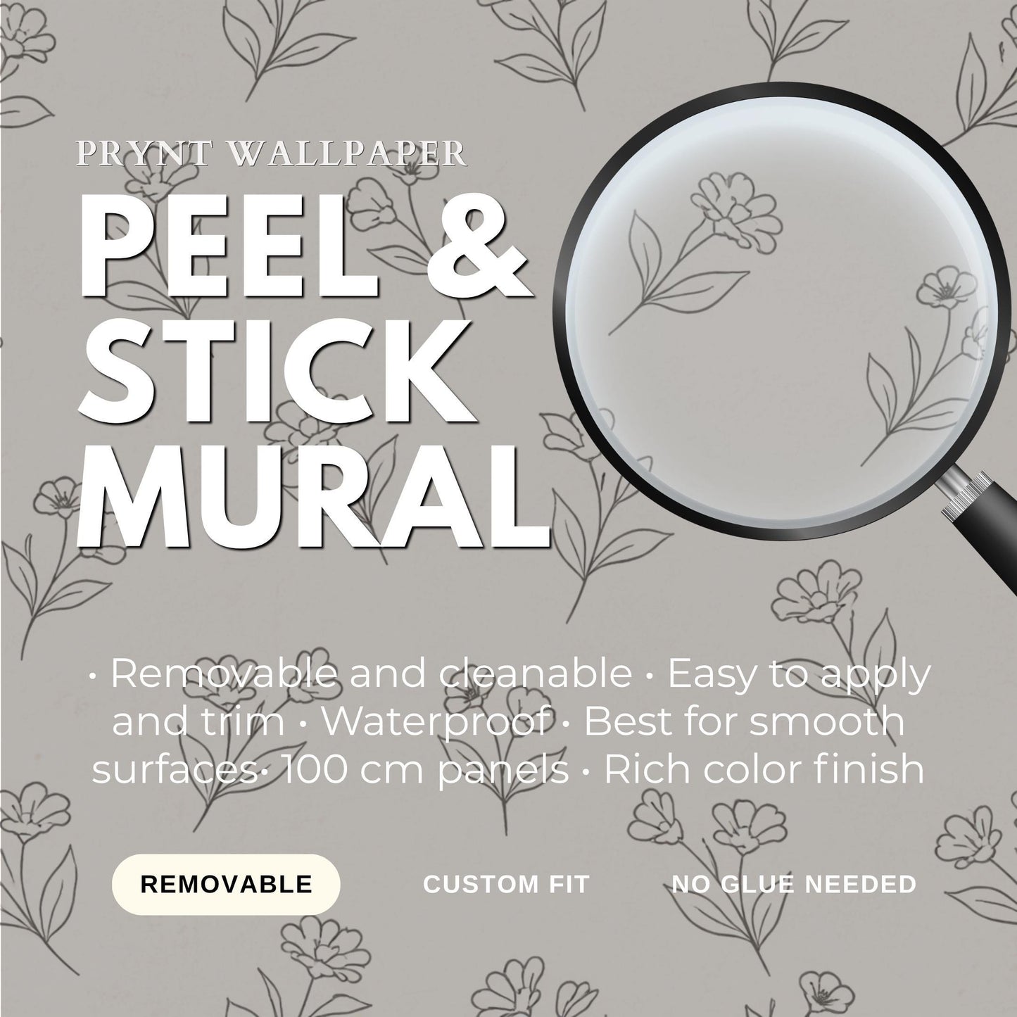 Floral Line Wallpaper: Minimal Botanical Wall Mural