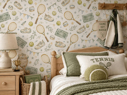Vintage Tennis Wallpaper: Kids Sports Wall Mural