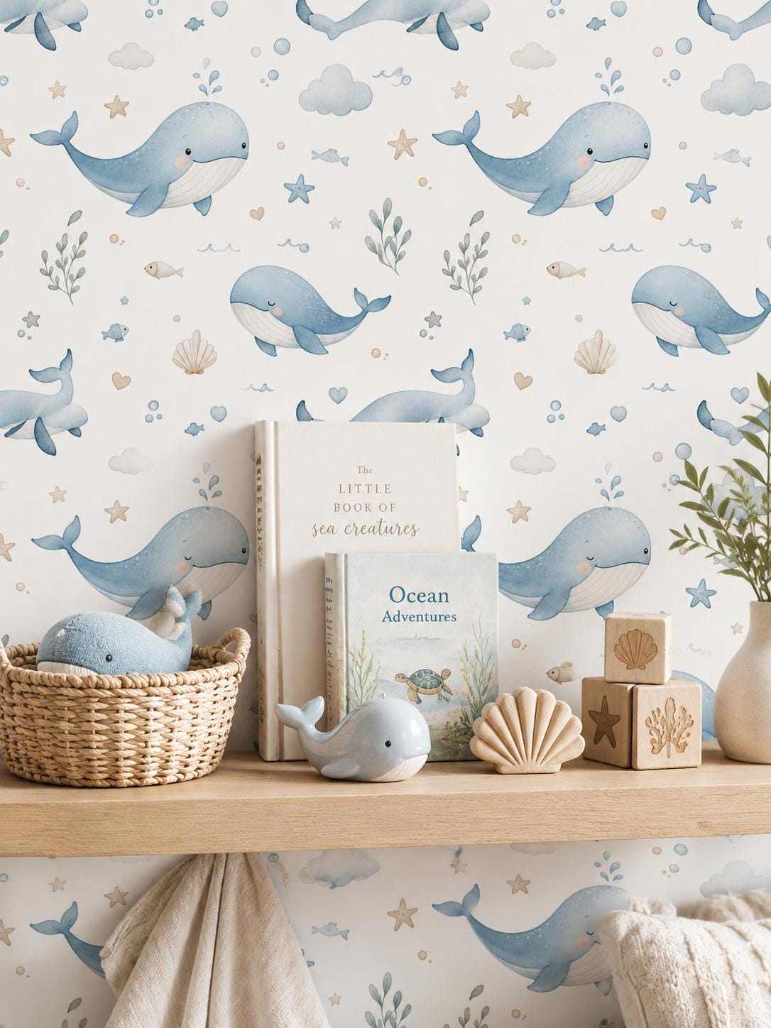 Whale Wallpaper: Ocean Nursery Wall Mural