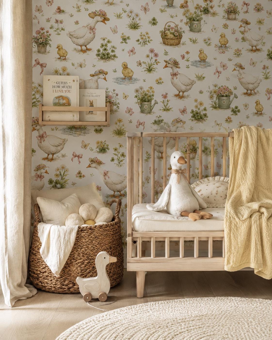 Goose Garden Wallpaper: Cottage Nursery Mural