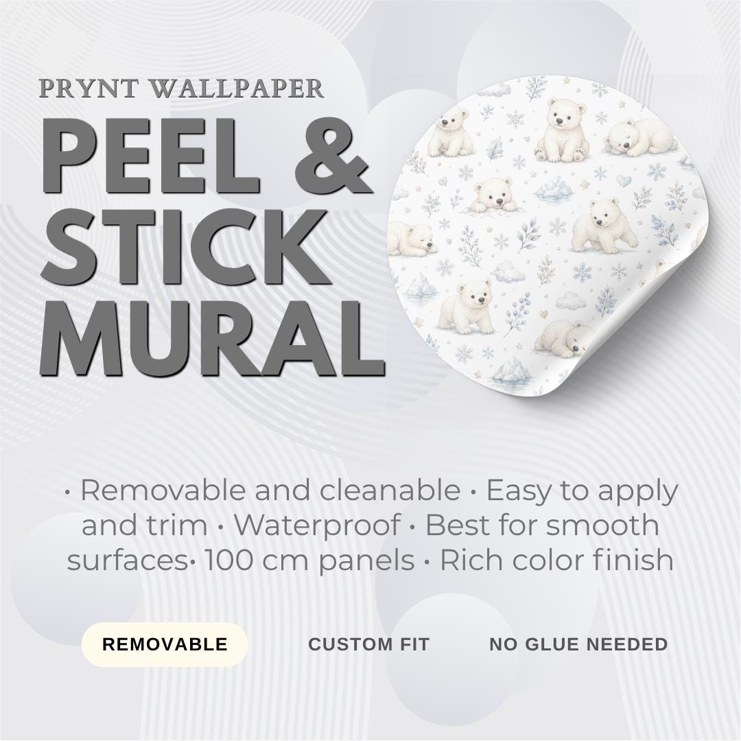 Polar Bear Wallpaper: Arctic Animal Nursery Wall Mural