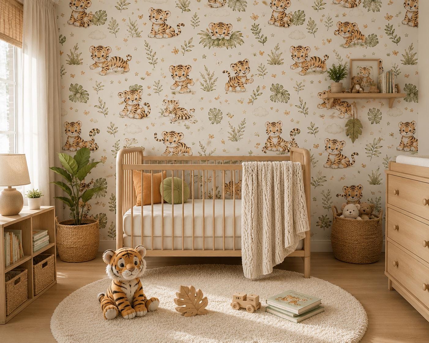 Tiger Cub Wallpaper: Safari Animal Nursery Peel and Stick Mural