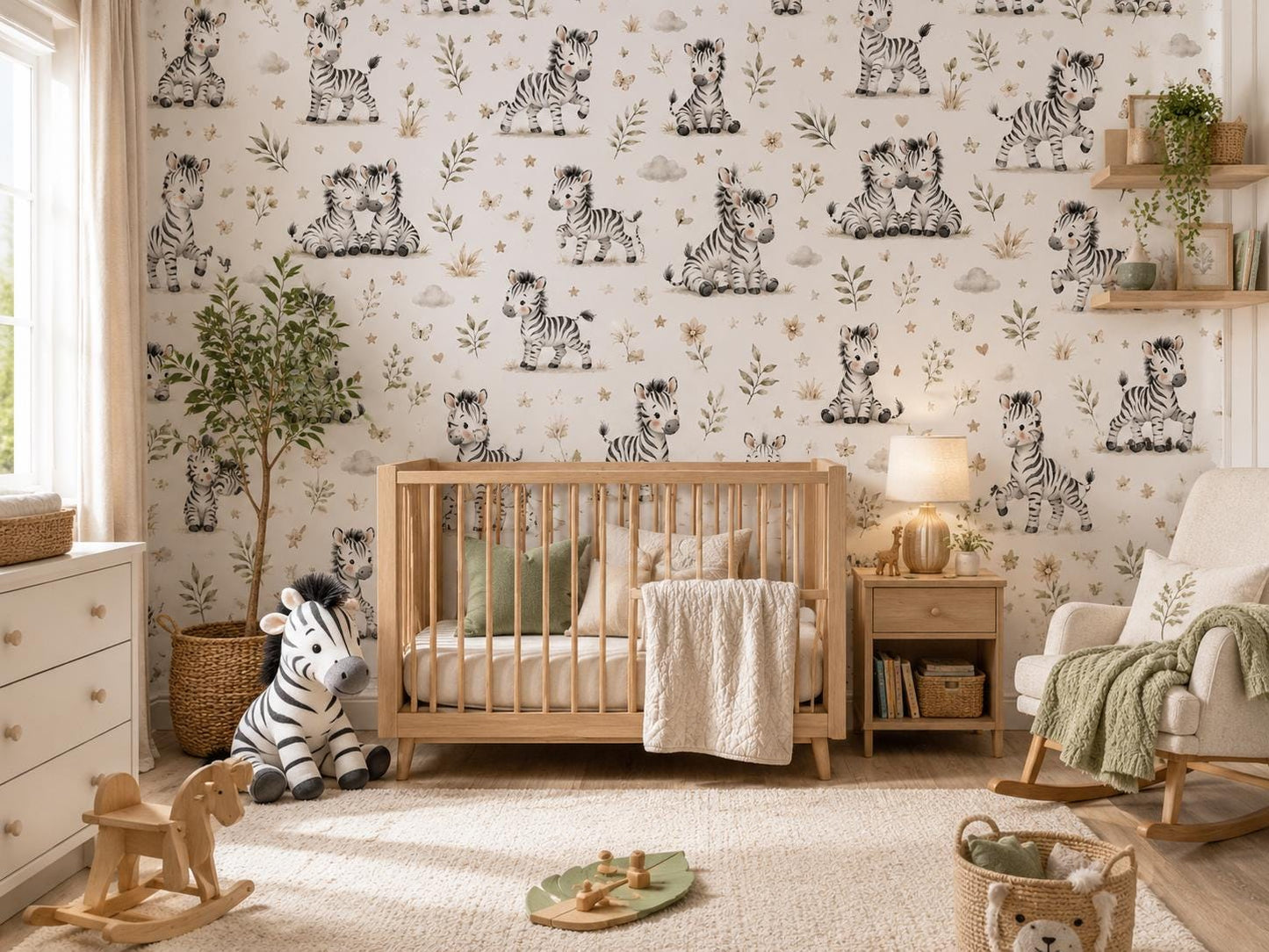 Zebra Wallpaper: Savanna Nursery Wall Mural