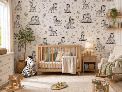 Zebra Wallpaper: Savanna Nursery Wall Mural