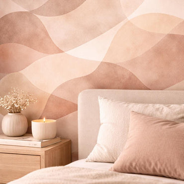 Beige Abstract Wallpaper Peel and Stick Neutral Organic Shape Wall Mural Modern Minimal Decor