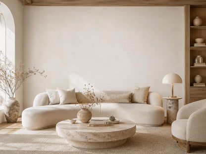 Pearl White Stucco Wallpaper: Soft Neutral Textured Wall Mural