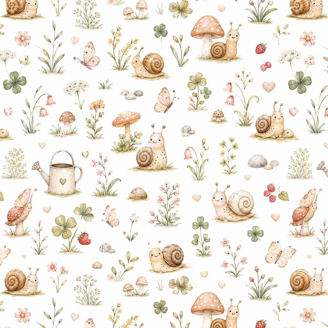 Snail Garden Wallpaper: Custom Peel and Stick Nursery Mural
