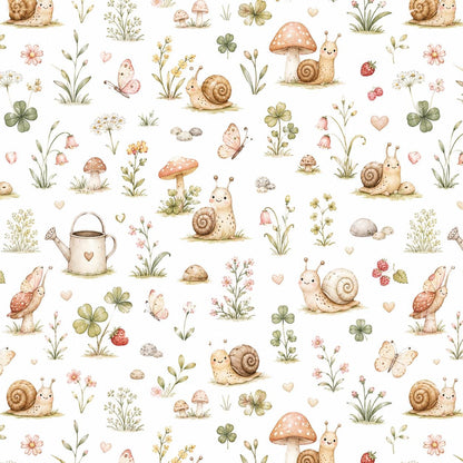 Snail Garden Wallpaper: Custom Peel and Stick Nursery Mural
