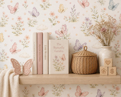 Butterfly Meadow Wallpaper: Floral Nursery Wall Mural
