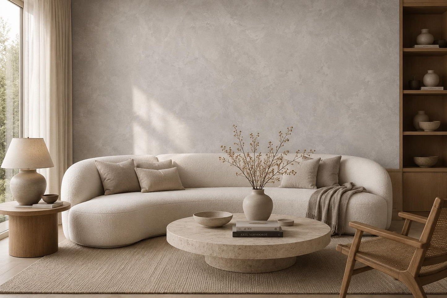 Fog Grey Plaster Wallpaper: Soft Modern Texture Wall Mural