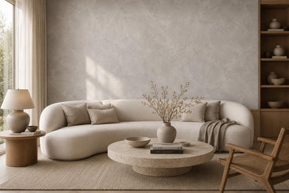 Fog Grey Plaster Wallpaper: Soft Modern Texture Wall Mural