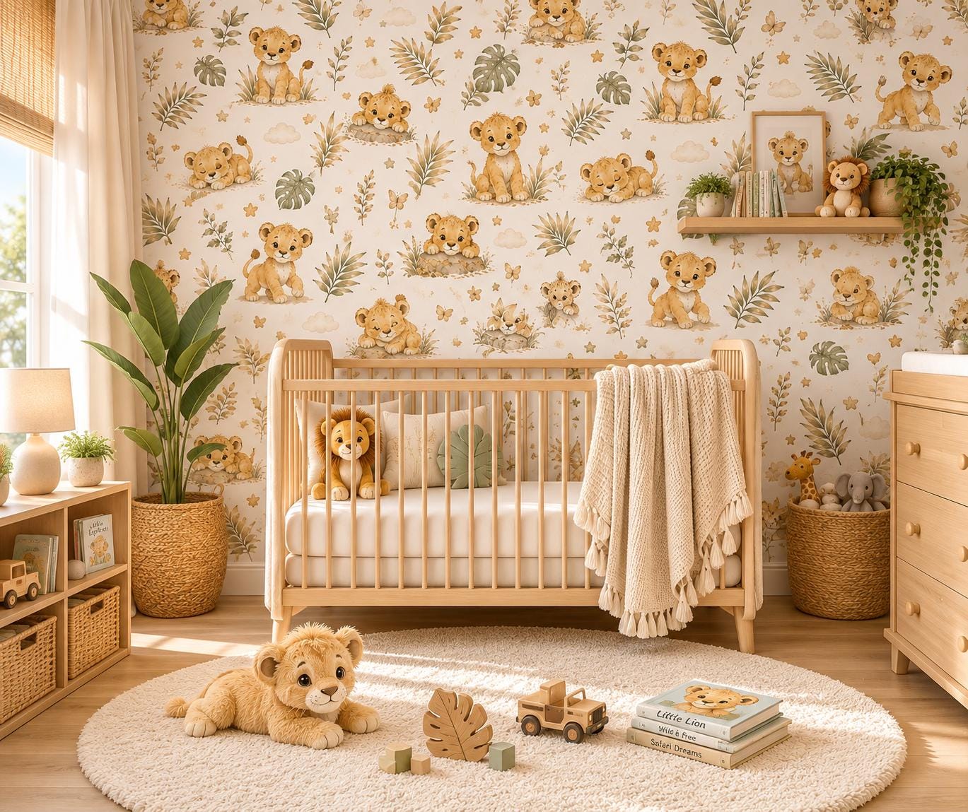 Lion Cub Wallpaper: Safari Nursery Animal Wall Mural