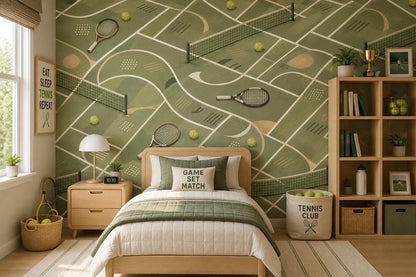 Kids Tennis Wallpaper: Court Wall Mural for Kids Room