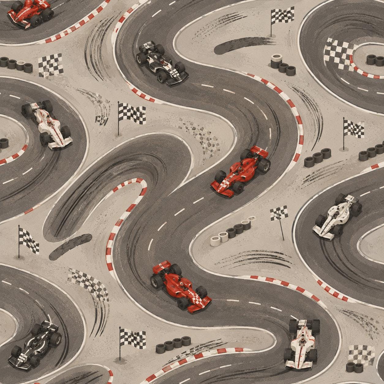 Kids Race Car Wallpaper: Racing Track Wall Mural for Boys Room