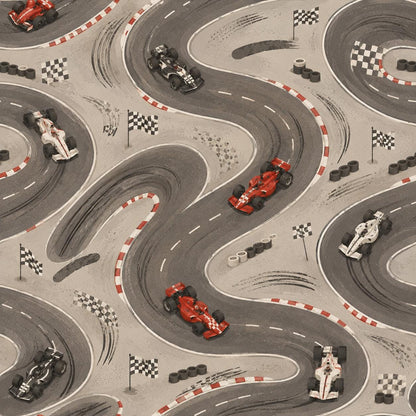 Kids Race Car Wallpaper: Racing Track Wall Mural for Boys Room