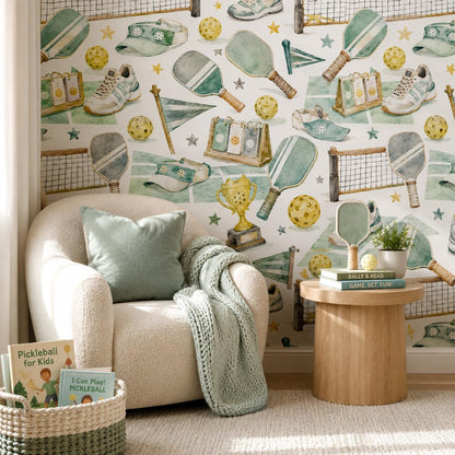 Pickleball Fun Wallpaper: Kids Sports Wall Mural