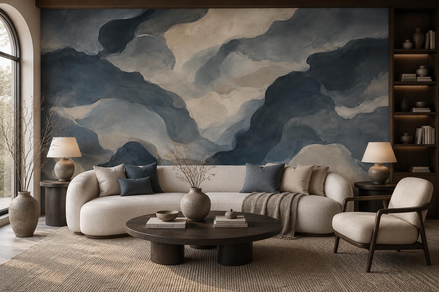 Storm Slate Abstract Wallpaper: Moody Grey Blue Wall Mural