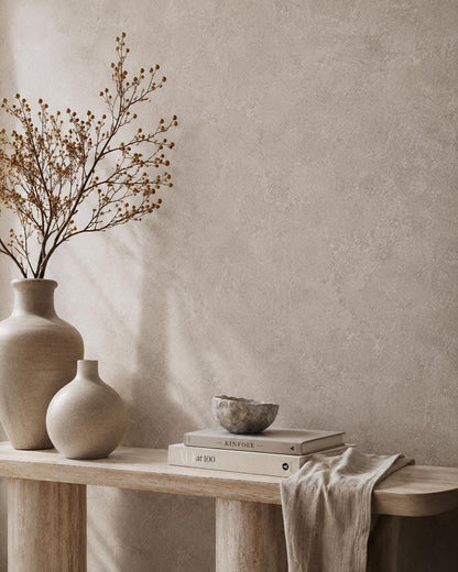Warm Taupe Stone Wallpaper: Neutral Textured Wall Mural