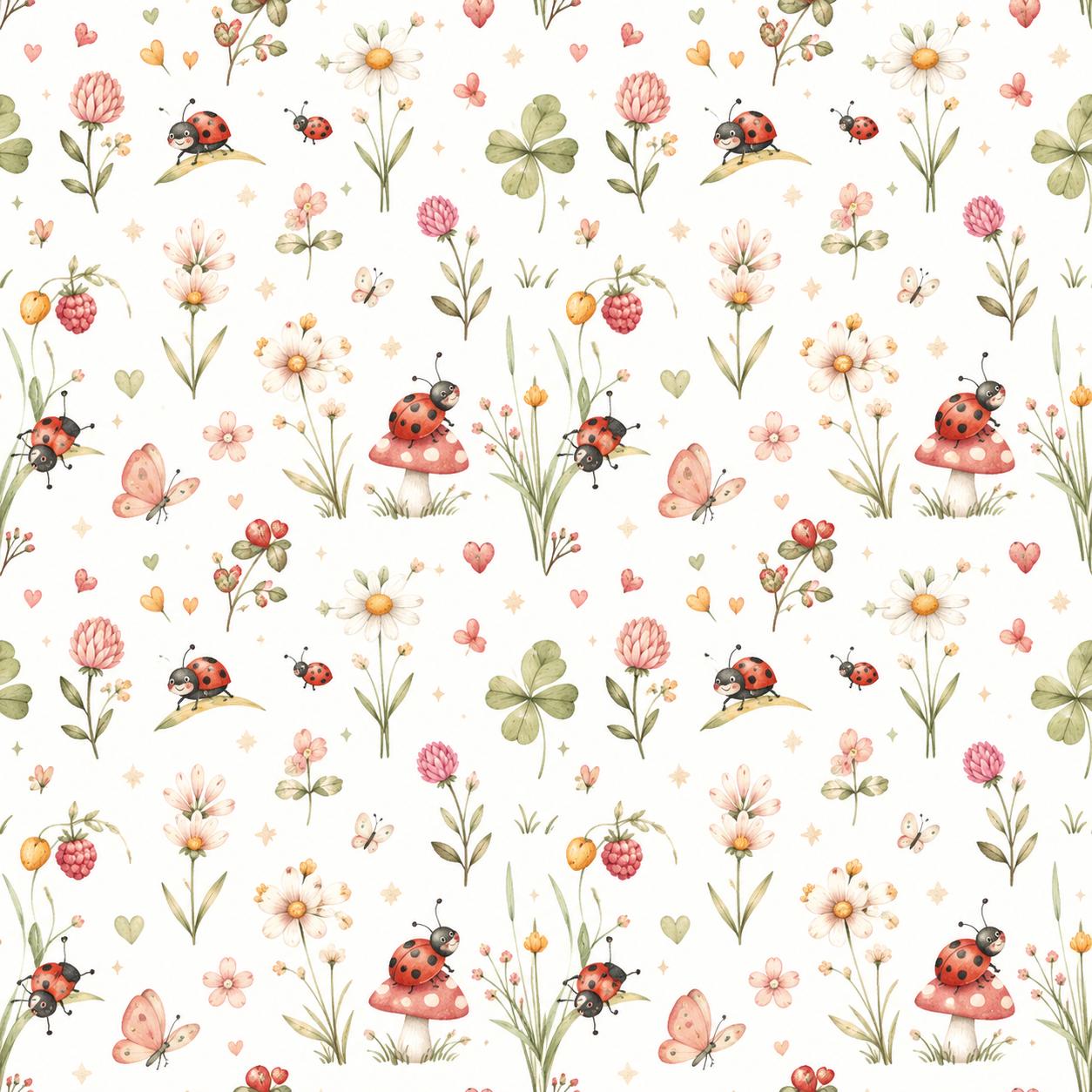 Ladybug Wallpaper: Floral Nursery Wall Mural