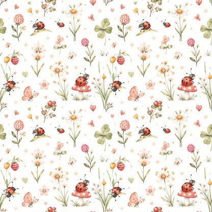Ladybug Wallpaper: Floral Nursery Wall Mural