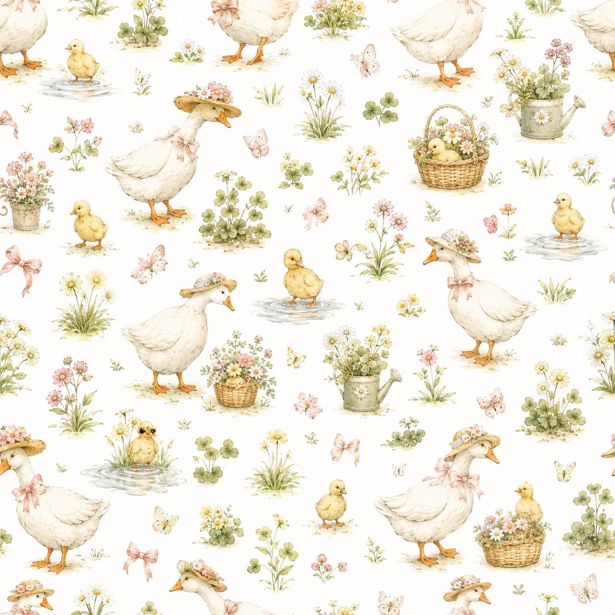 Goose Garden Wallpaper: Cottage Nursery Mural