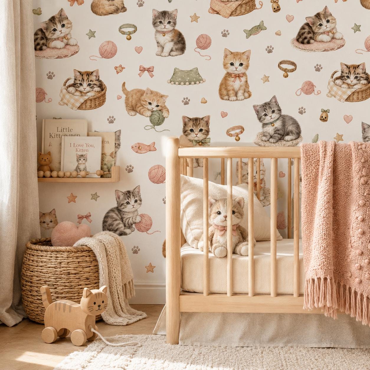 Kitten Wallpaper: Cozy Cat Nursery Wall Mural