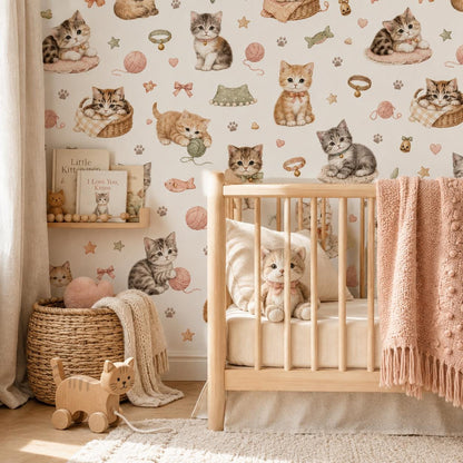 Kitten Wallpaper: Cozy Cat Nursery Wall Mural