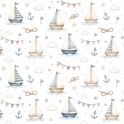 Sailing Wallpaper: Coastal Regatta Nursery Wall Mural