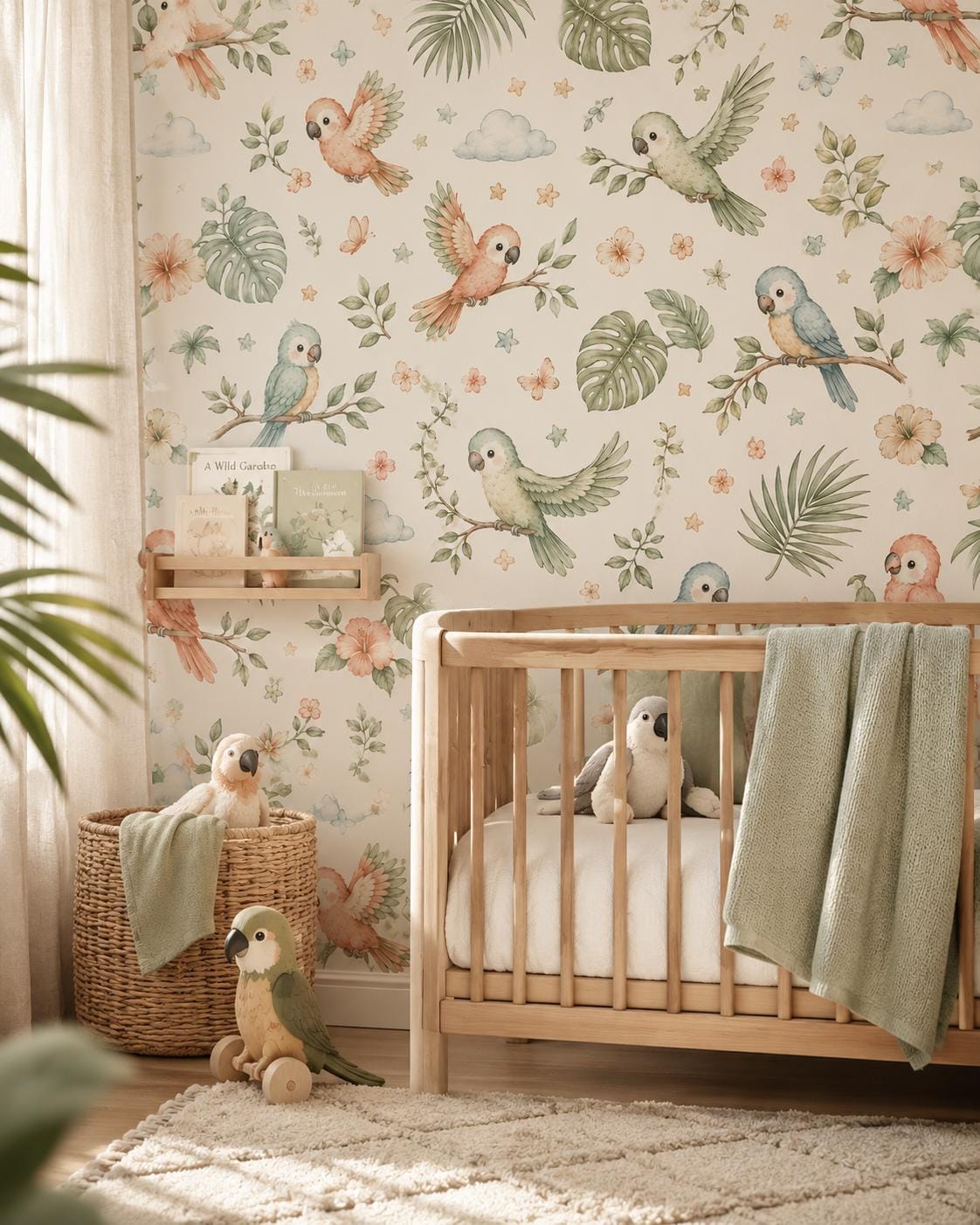 Parrot Wallpaper: Tropical Bird Nursery Mural