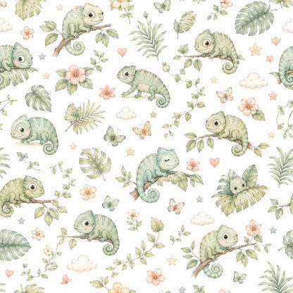 Chameleon Tropical Wallpaper: Jungle Nursery Wall Mural