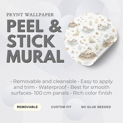 Seal Wallpaper: Coastal Animal Nursery Mural