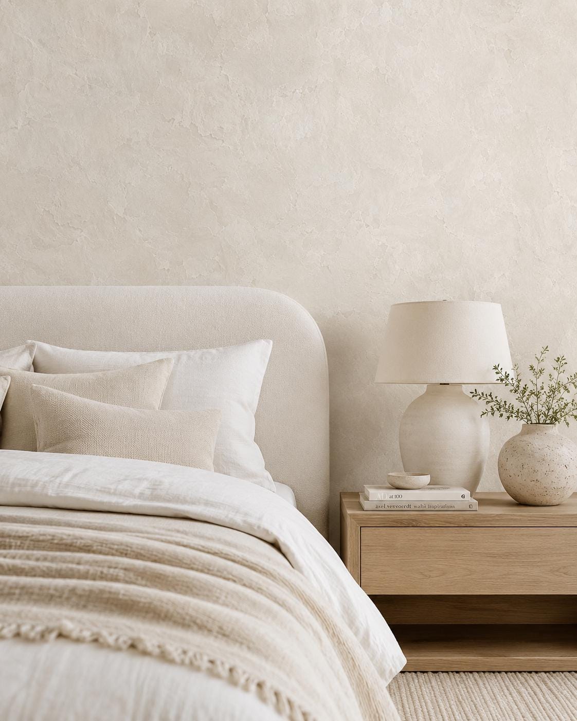 Bone White Plaster Wallpaper: Soft Neutral Wall Mural