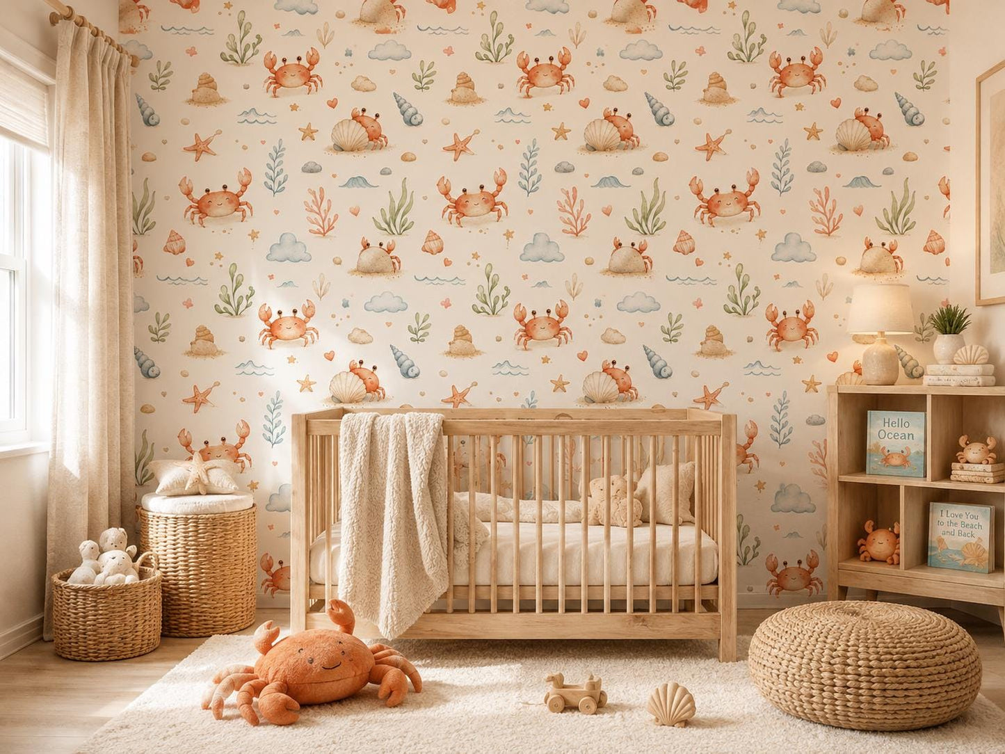 Crab Wallpaper: Beach Nursery Wall Mural