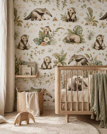 Anteater Rainforest Wallpaper: Jungle Animal Nursery Mural