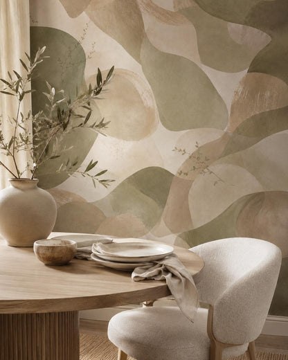 Olive Sand Abstract Wallpaper: Earthy Modern Wall Mural
