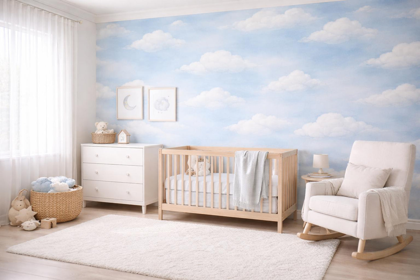 Blue Cloud Wallpaper: Soft Sky Nursery Wall Mural
