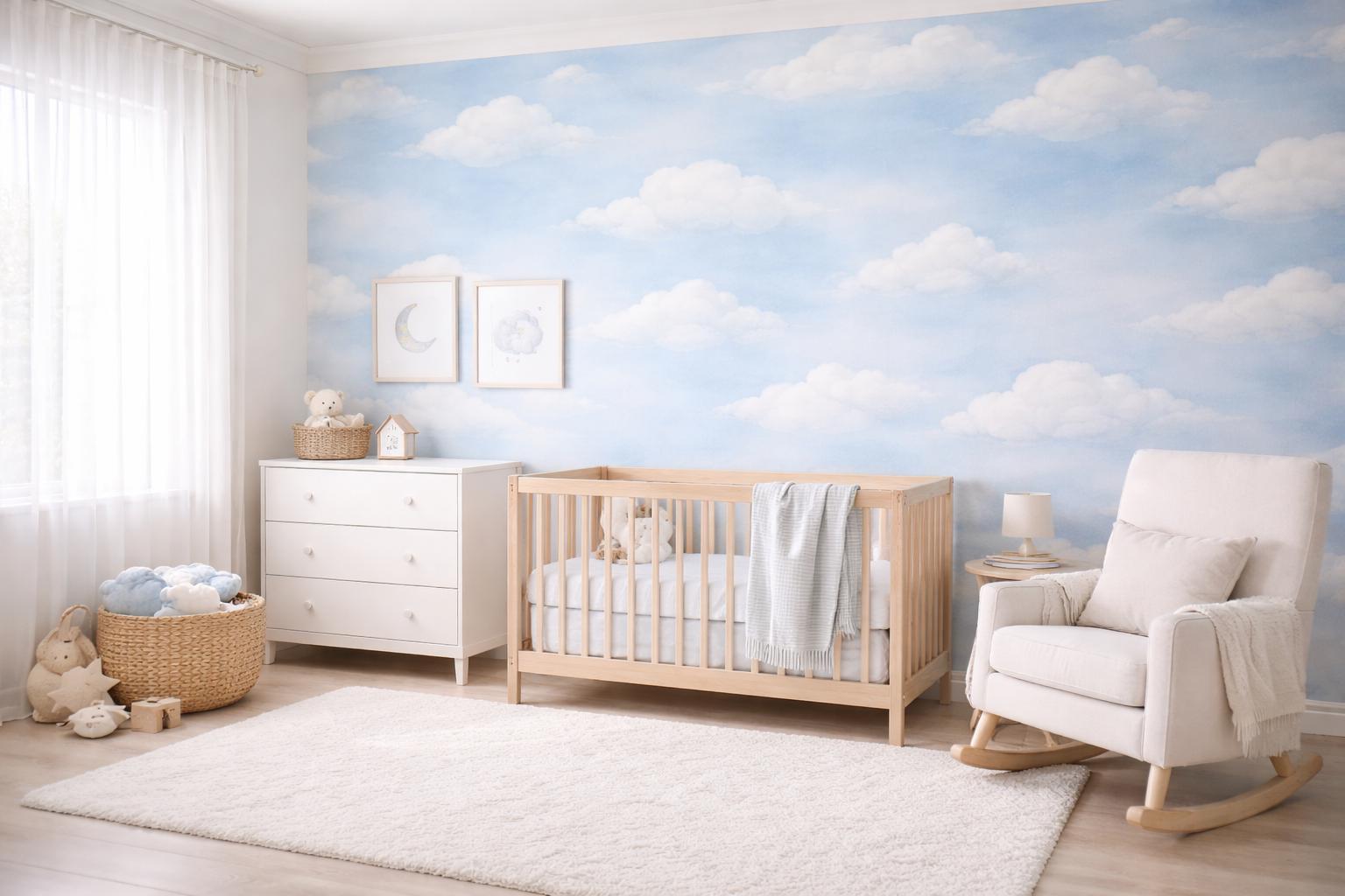 Blue Cloud Wallpaper: Soft Sky Nursery Wall Mural