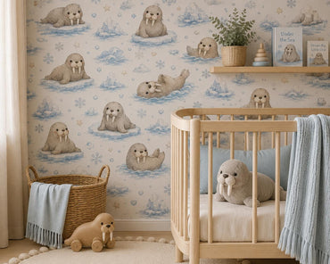 Walrus Arctic Wallpaper: Winter Animal Nursery Wall Mural