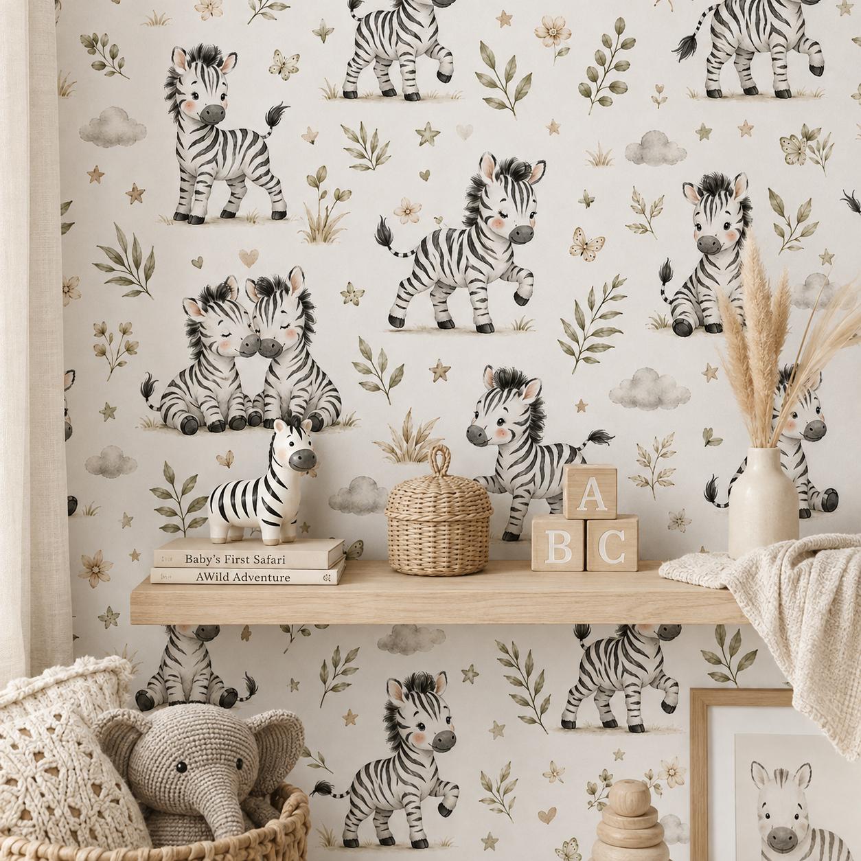 Zebra Wallpaper: Savanna Nursery Wall Mural