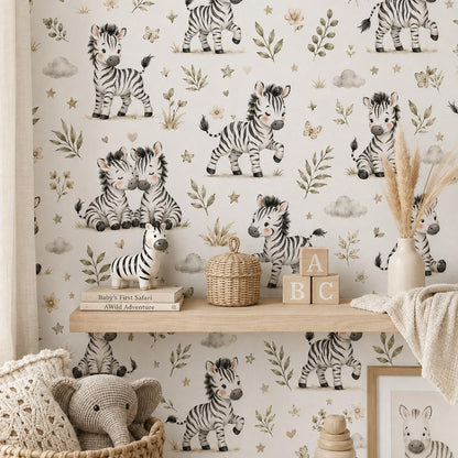 Zebra Wallpaper: Savanna Nursery Wall Mural