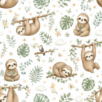 Sloth Wallpaper: Tropical Nursery Wall Mural