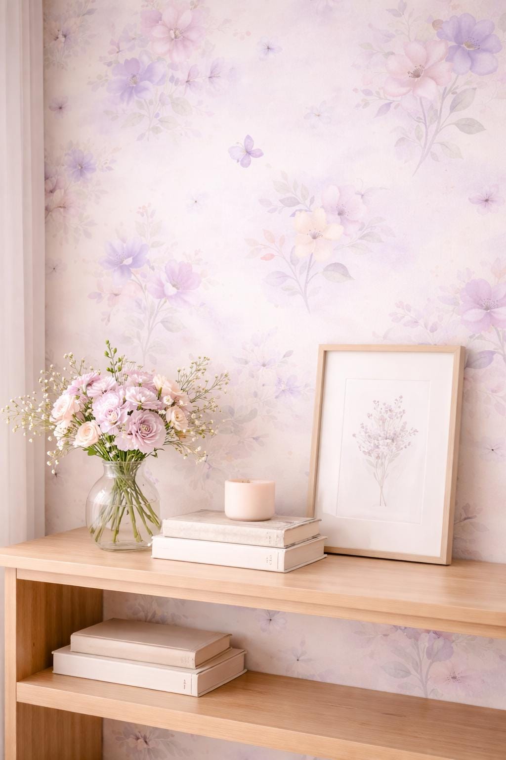 Blush Violet Floral Wallpaper: Soft Fairy Nursery Wall Mural