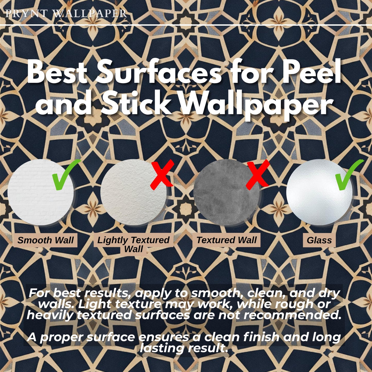 Blue Moroccan Tile Wallpaper: Vintage Geometric Wall Mural