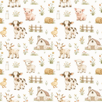 Baby Farm Animal Wallpaper: Cottage Nursery Mural