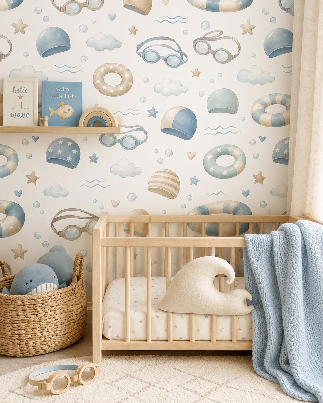 Swimming Wallpaper: Pool Sports Nursery Wall Mural