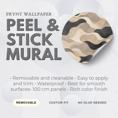 Black Sand Abstract Wallpaper: Modern Neutral Wall Mural